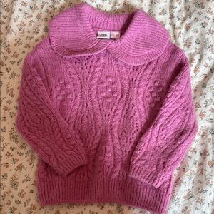 Zara Magenta Cable Knit Turtleneck Sweater